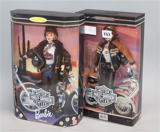 Two Harley Davidson Barbies